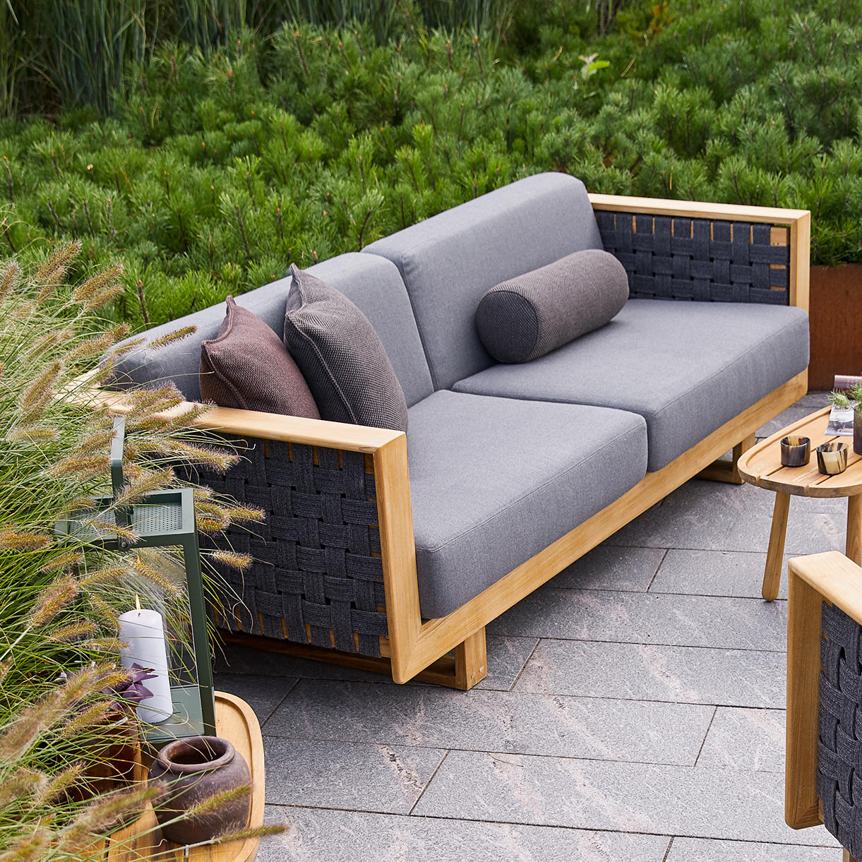 Angle Lounge 3 Seat Sofa with Teak Frame - Image 3