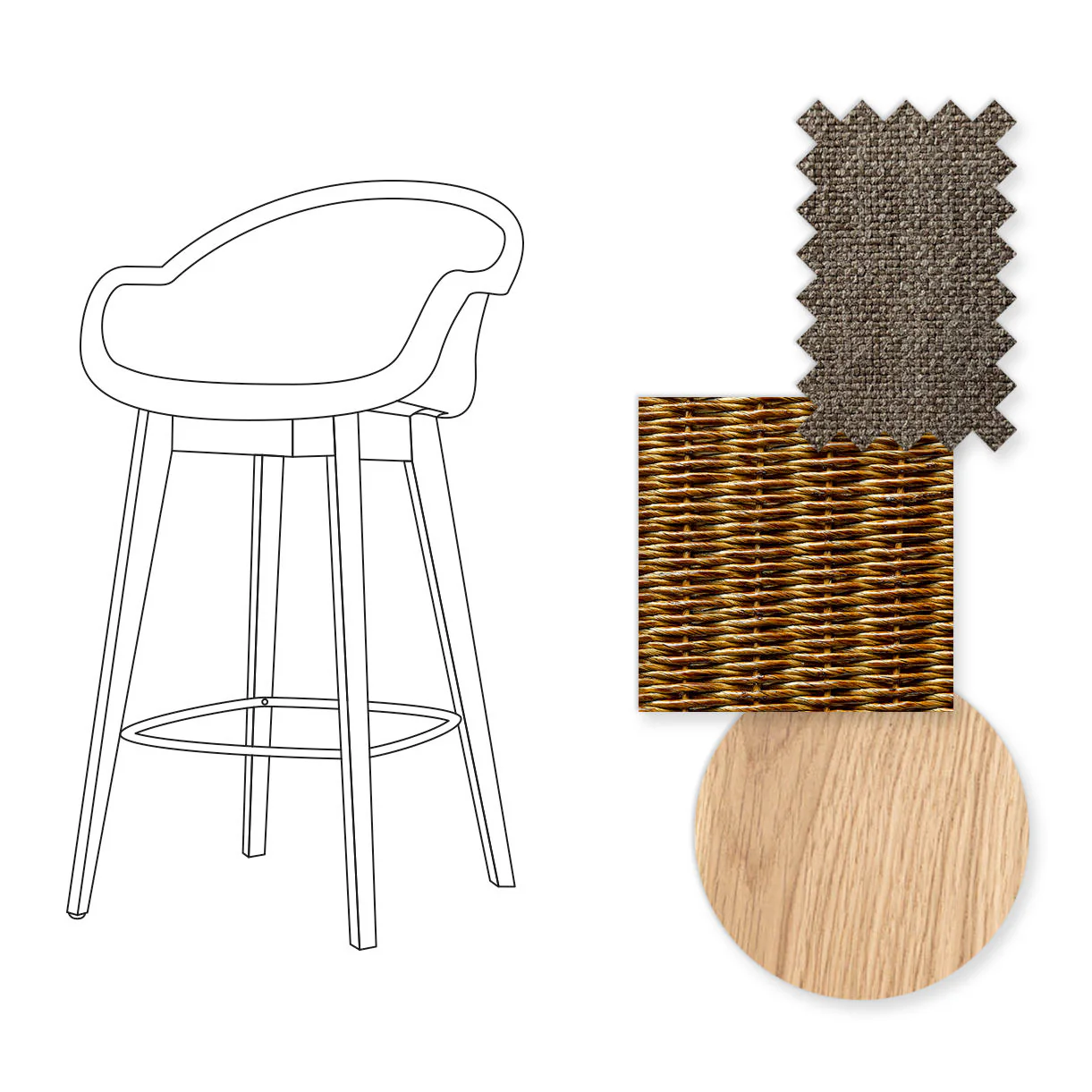Avril Counter Stool with Oak Legs - Image 11