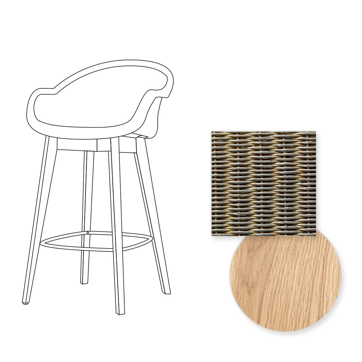 Avril Counter Stool with Oak Legs - Image 12