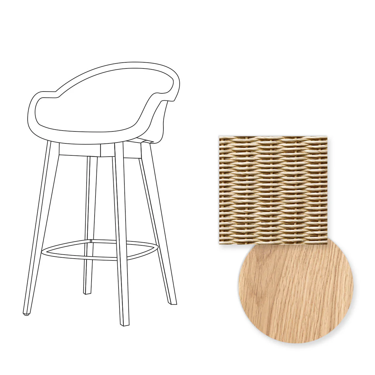 Avril Counter Stool with Oak Legs - Image 4