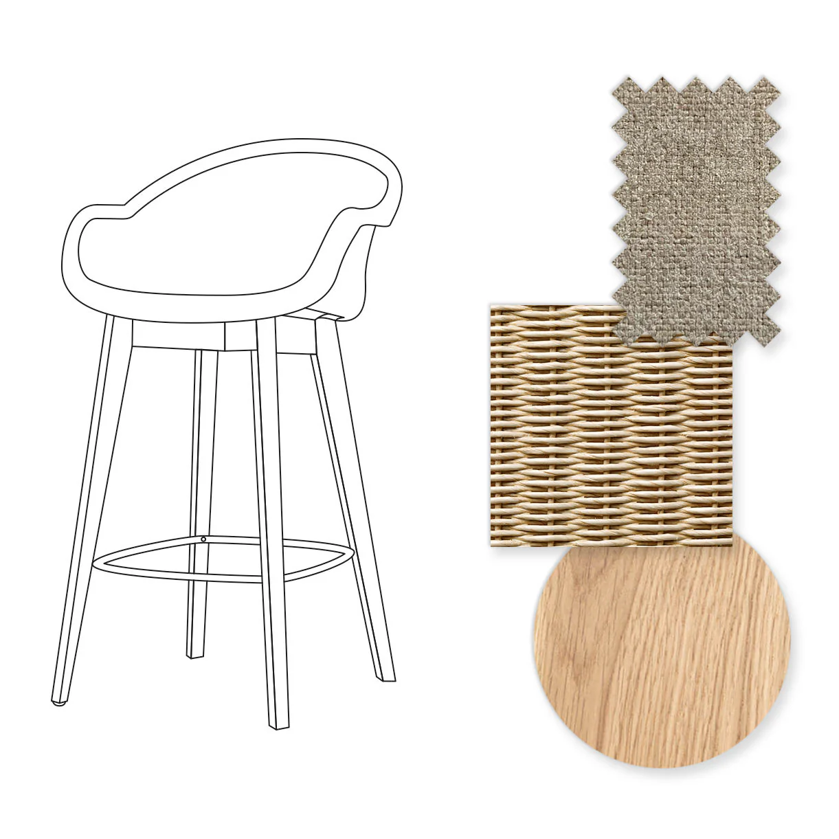 Avril Counter Stool with Oak Legs - Image 6