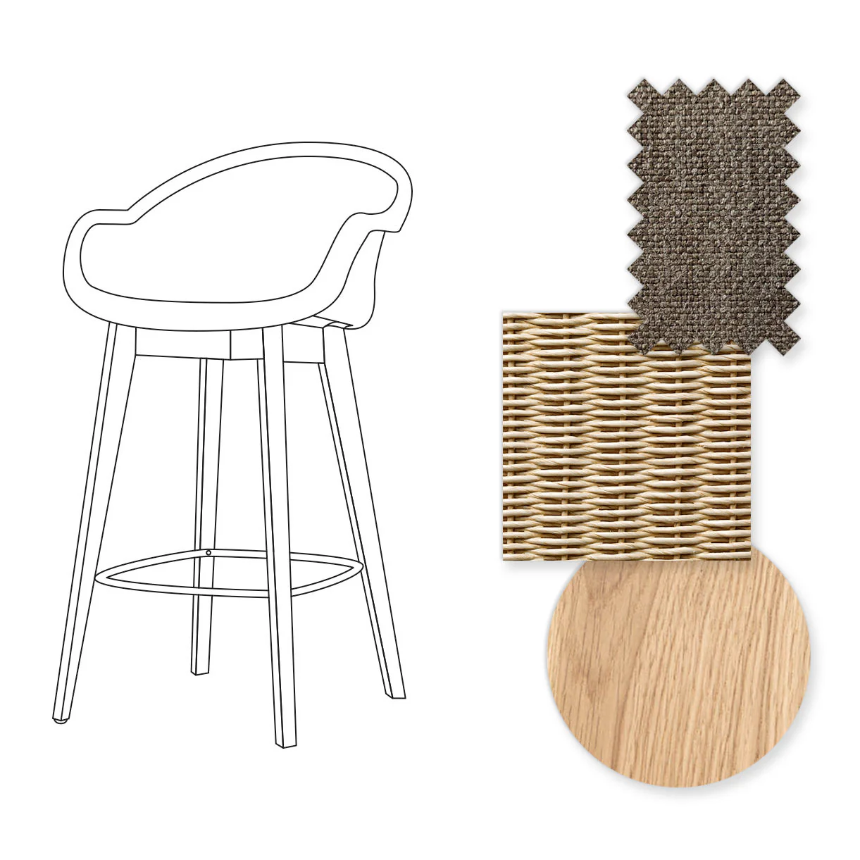 Avril Counter Stool with Oak Legs - Image 7