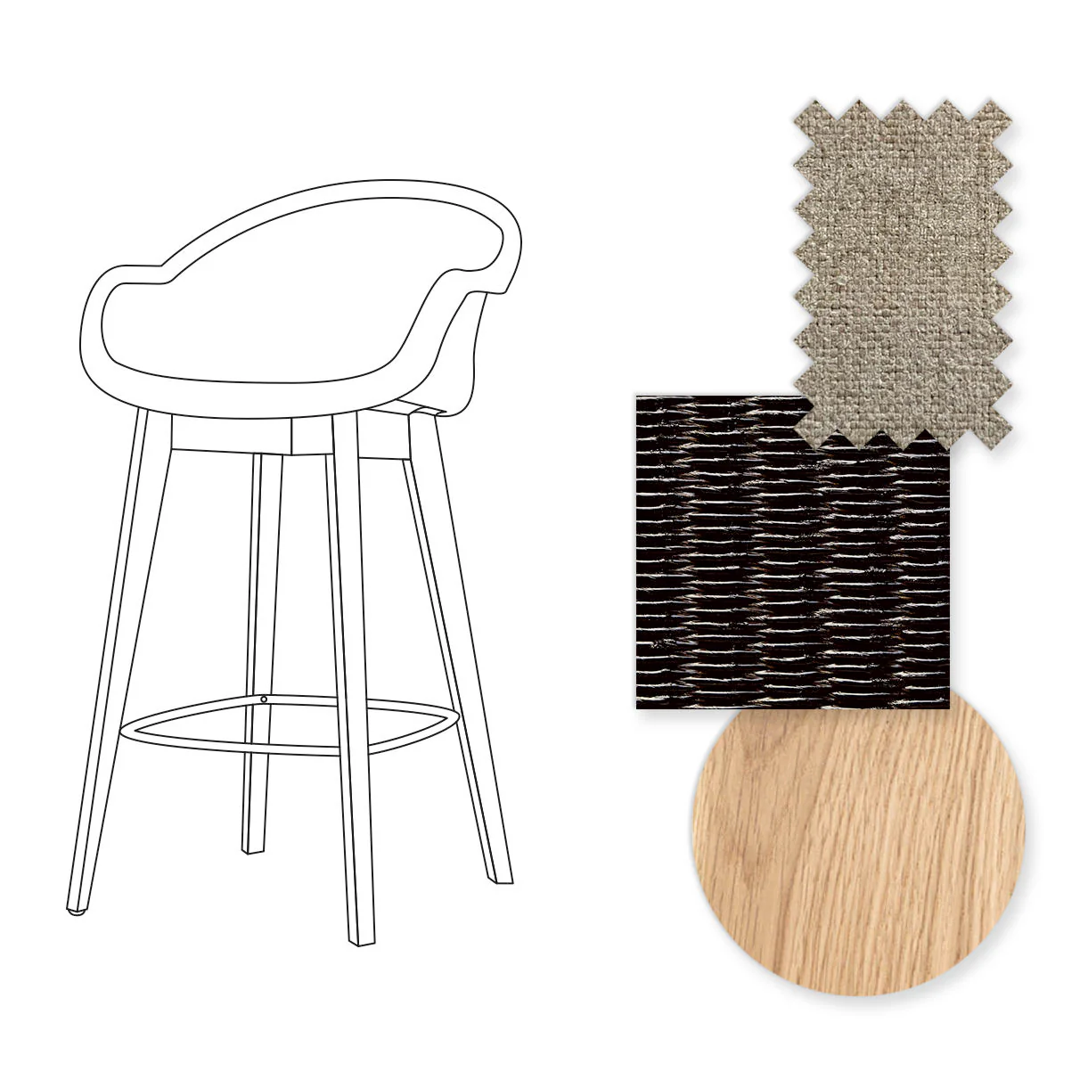 Avril Counter Stool with Oak Legs - Image 70