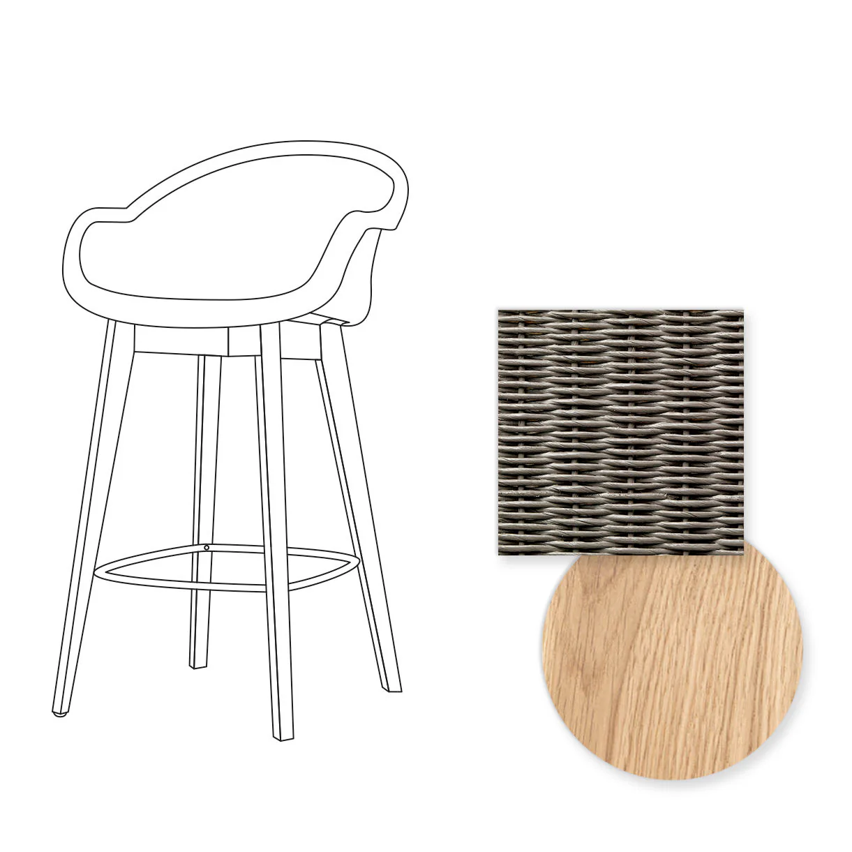 Avril Counter Stool with Oak Legs - Image 76