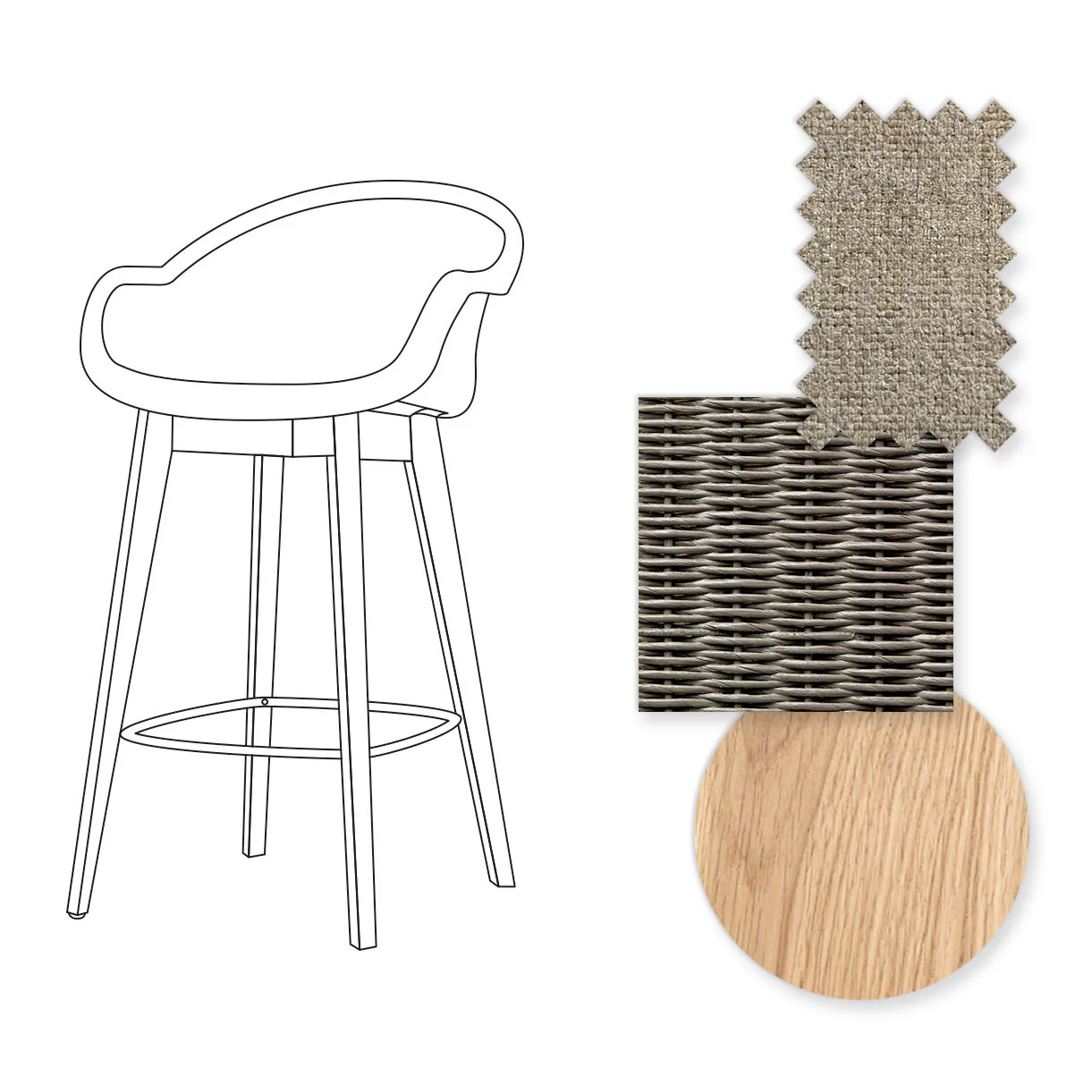 Avril Counter Stool with Oak Legs - Image 78