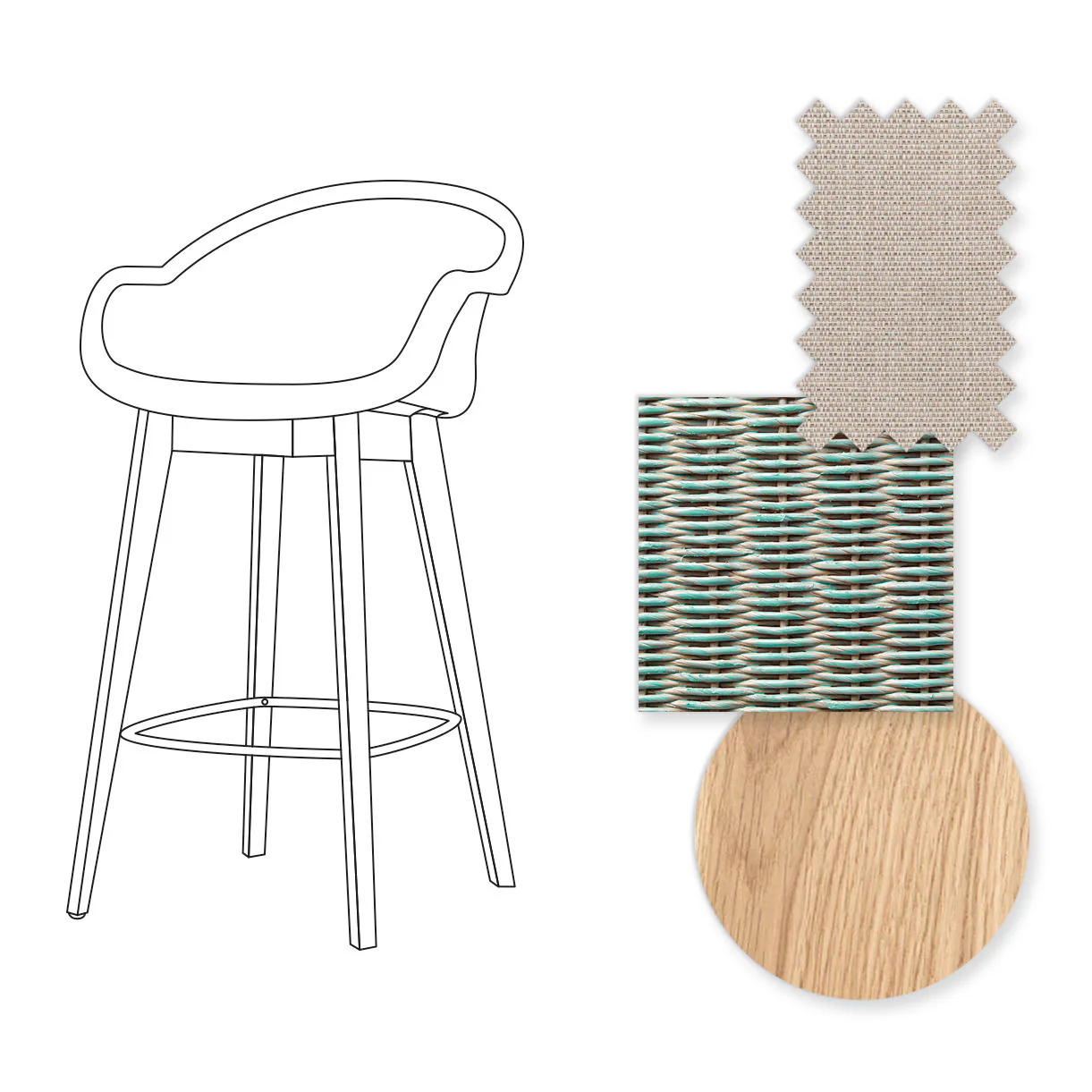 Avril Counter Stool with Oak Legs - Image 80