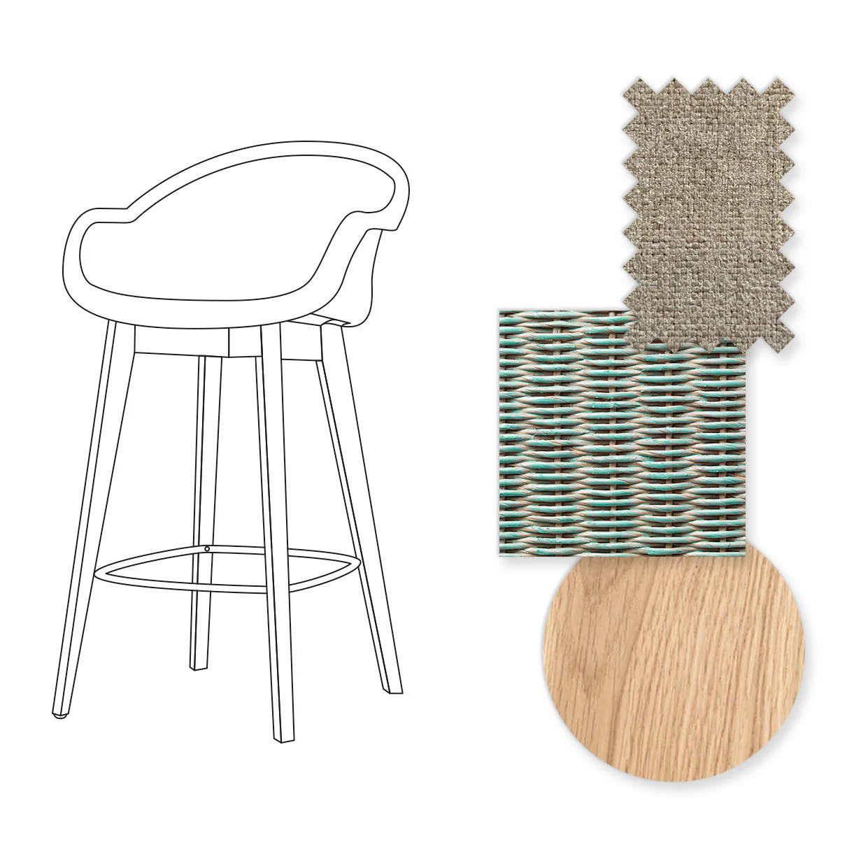Avril Counter Stool with Oak Legs - Image 81