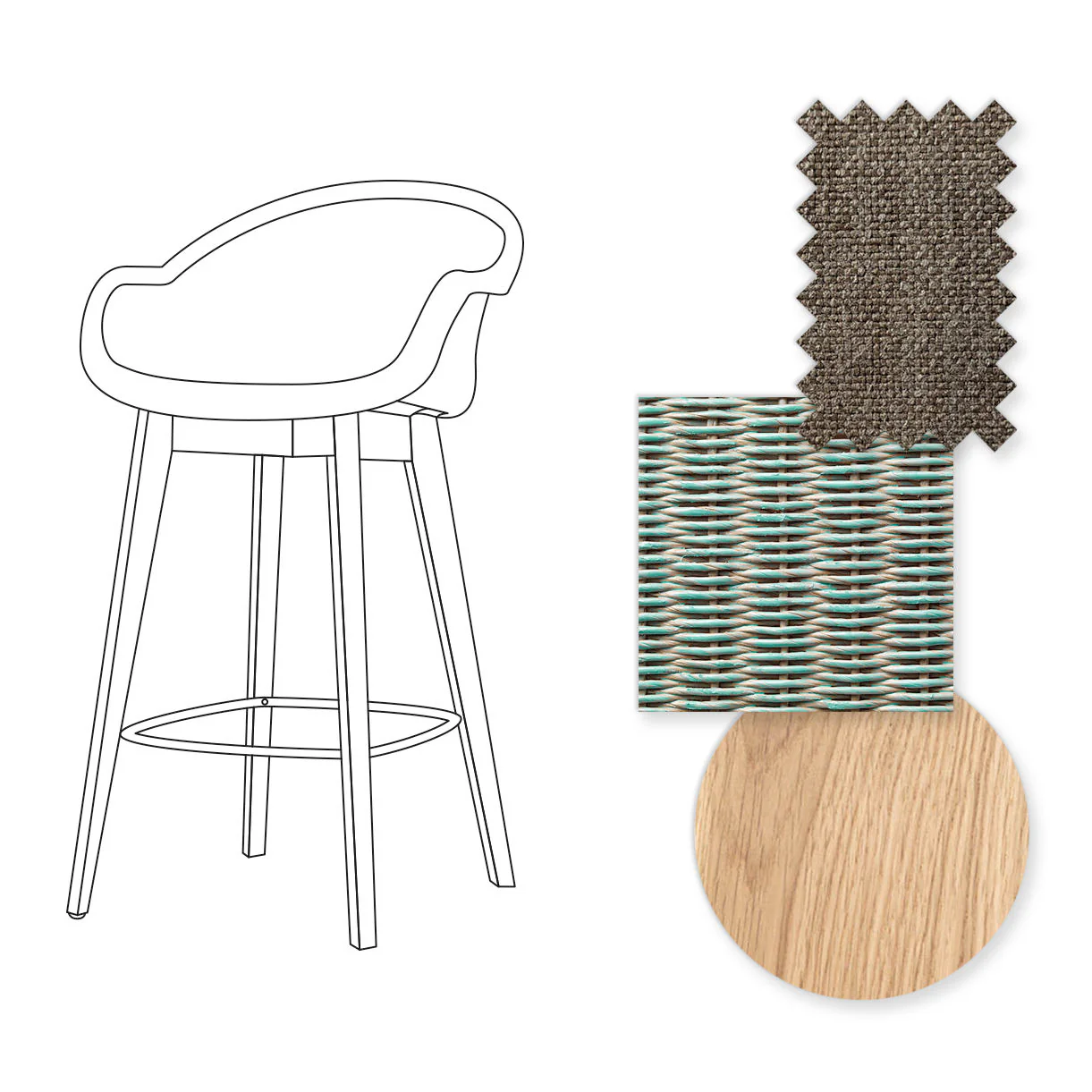 Avril Counter Stool with Oak Legs - Image 82