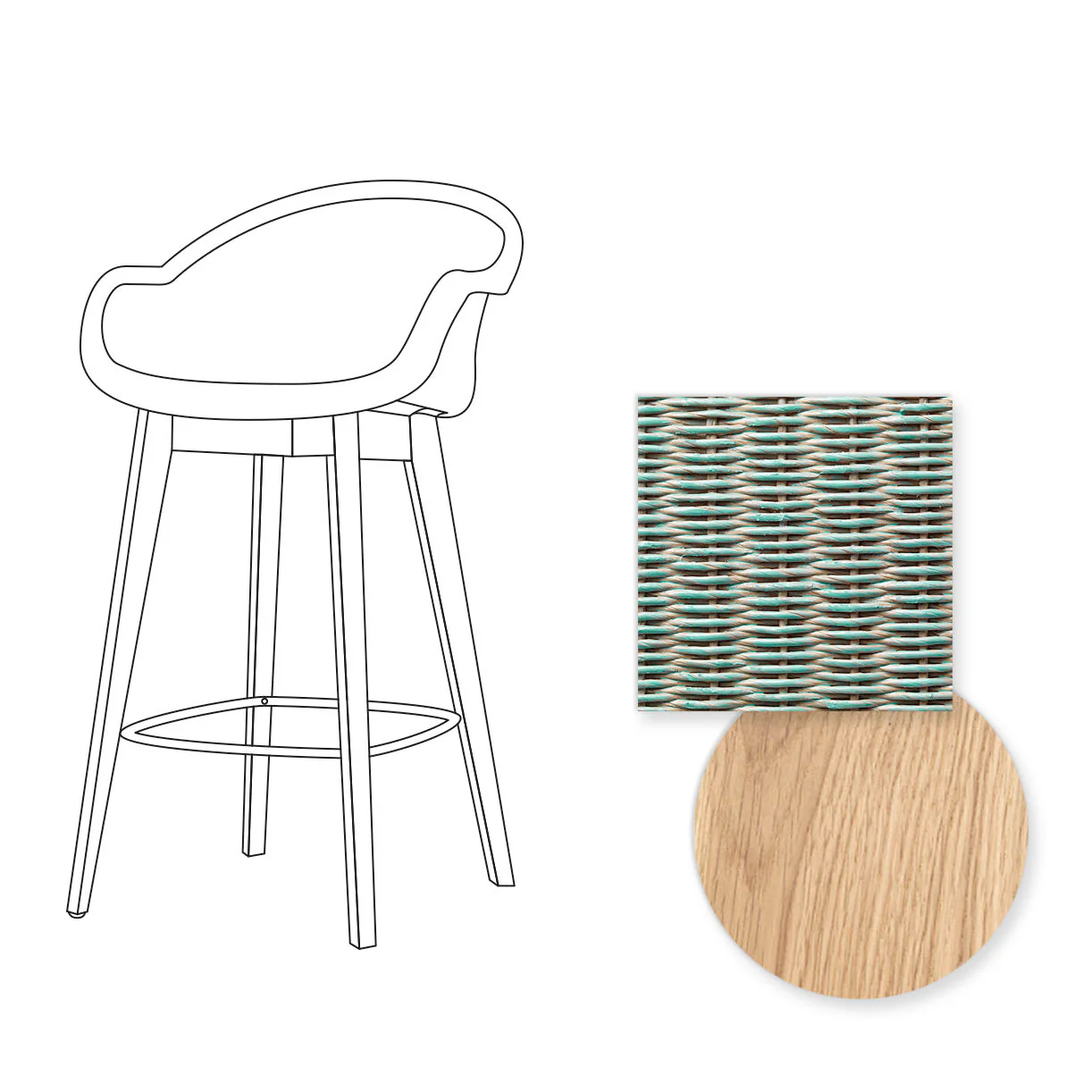 Avril Counter Stool with Oak Legs - Image 83