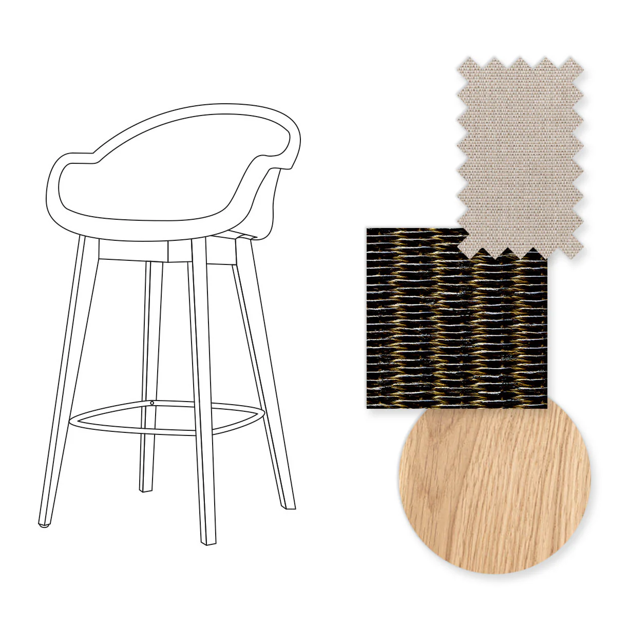 Avril Counter Stool with Oak Legs - Image 84