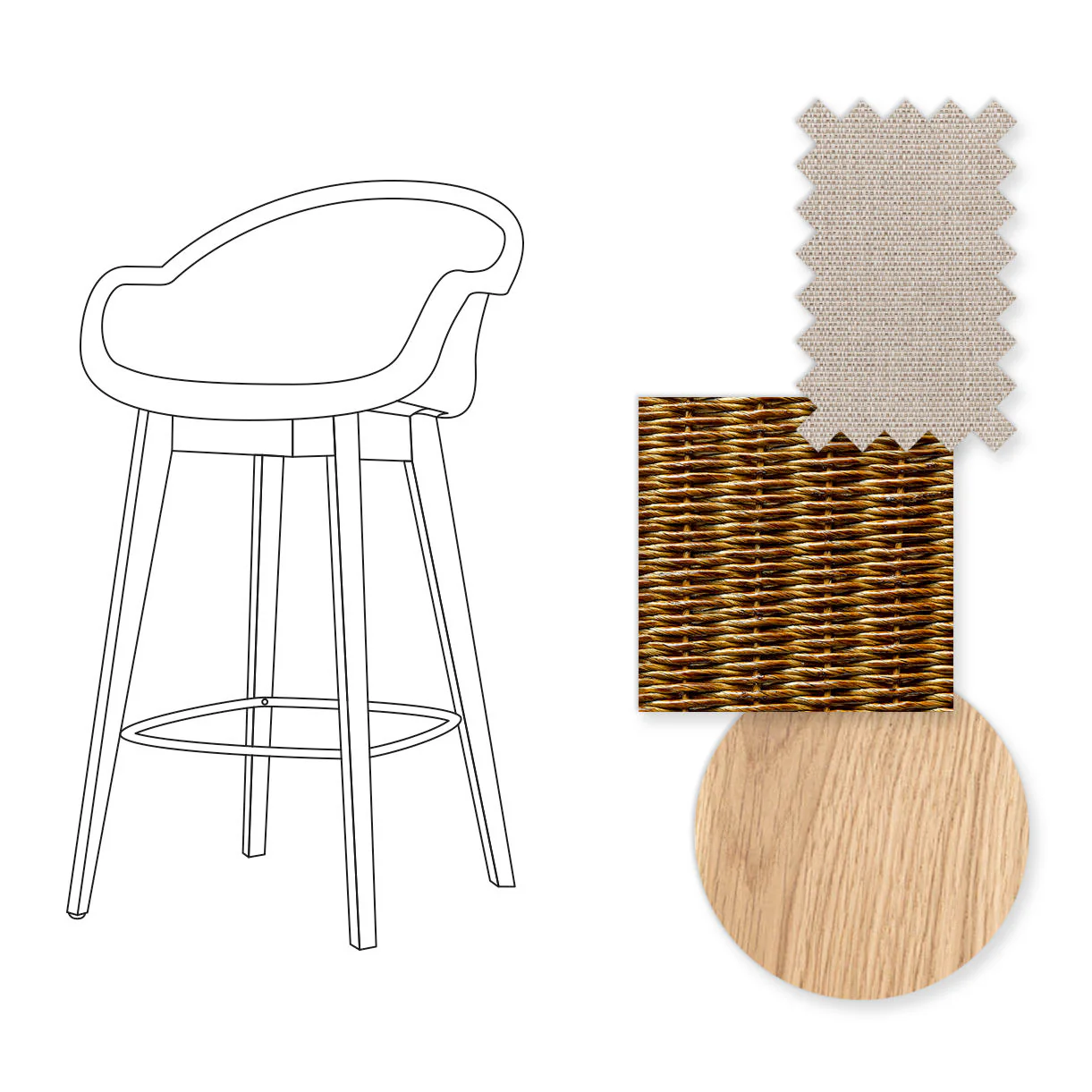 Avril Counter Stool with Oak Legs - Image 9