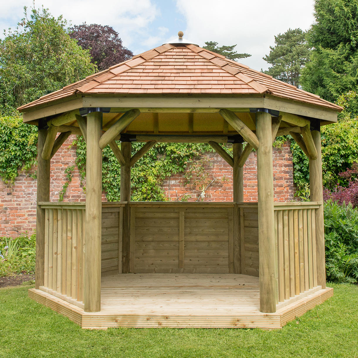 Cedar Tiled Roof Hexagonal 3.6m Gazebo - Image 5
