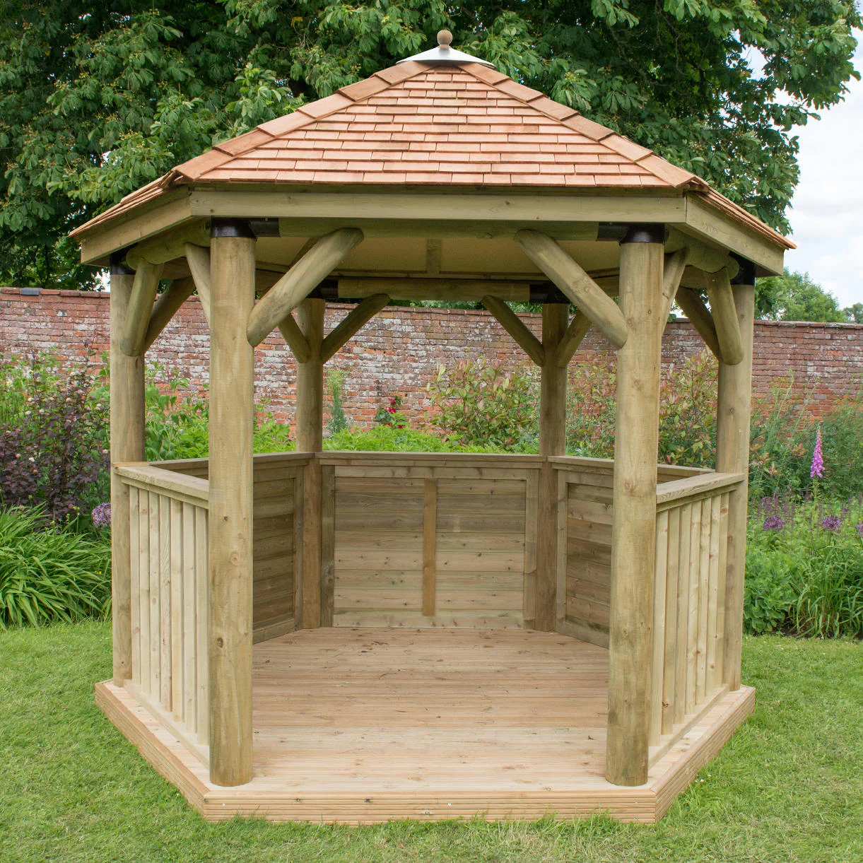 Cedar Tiled Roof Hexagonal 3m Gazebo - Image 6