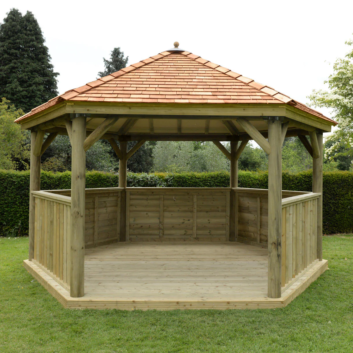 Cedar Tiled Roof Hexagonal 4.7m Gazebo - Image 5
