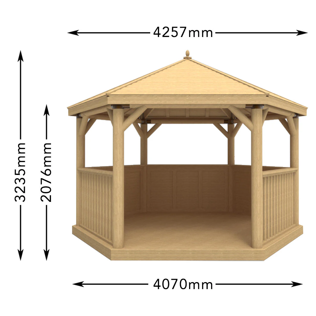 Cedar Tiled Roof Hexagonal 4m Gazebo - Image 4