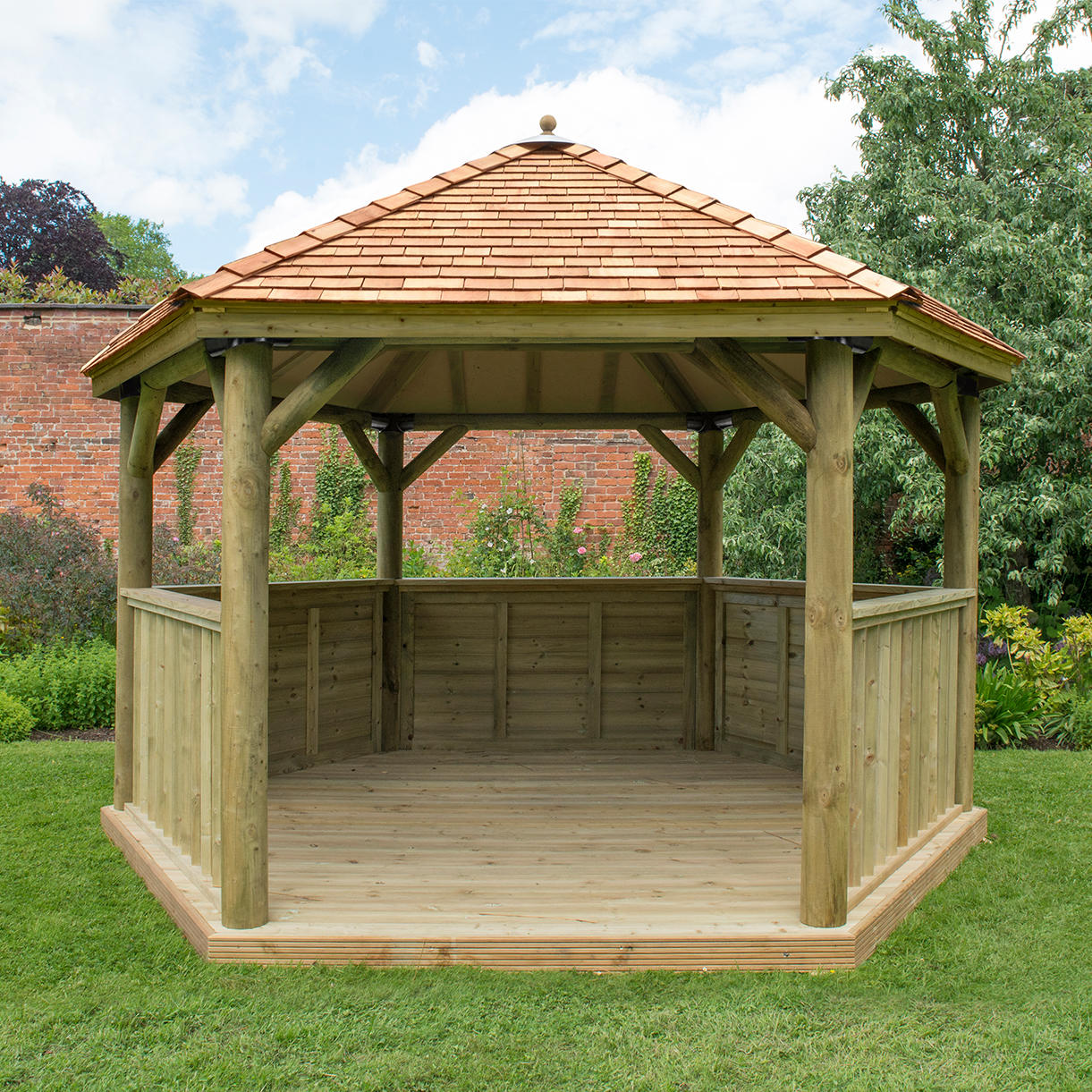 Cedar Tiled Roof Hexagonal 4m Gazebo - Image 5