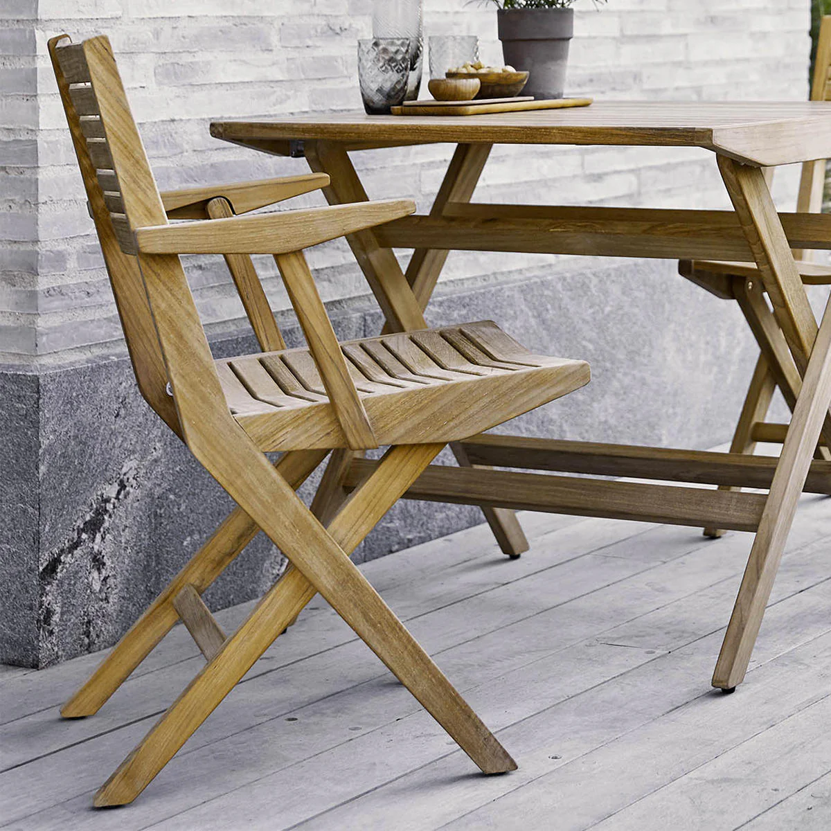Flip Teak Folding Armchair - Image 3