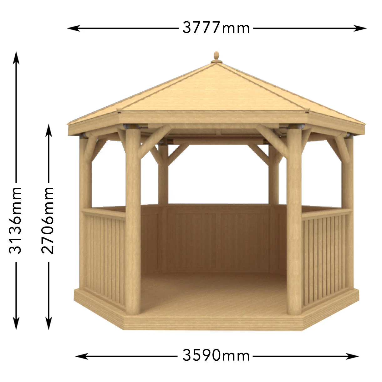 Furnished Cedar Tiled Roof Hexagonal 3.6m Gazebo - Image 5