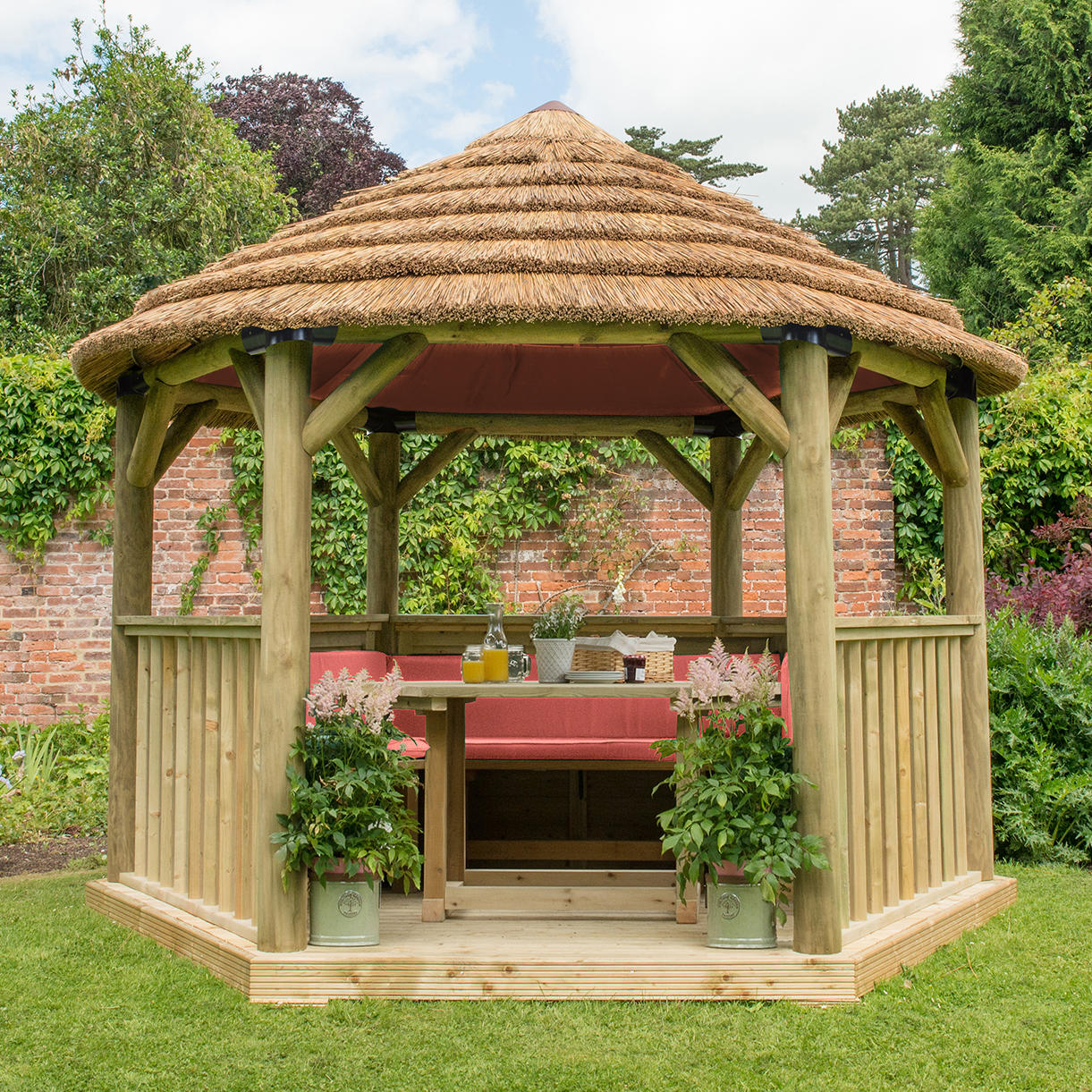 Furnished Thatched Hexagonal 3.6m Gazebo - Image 8