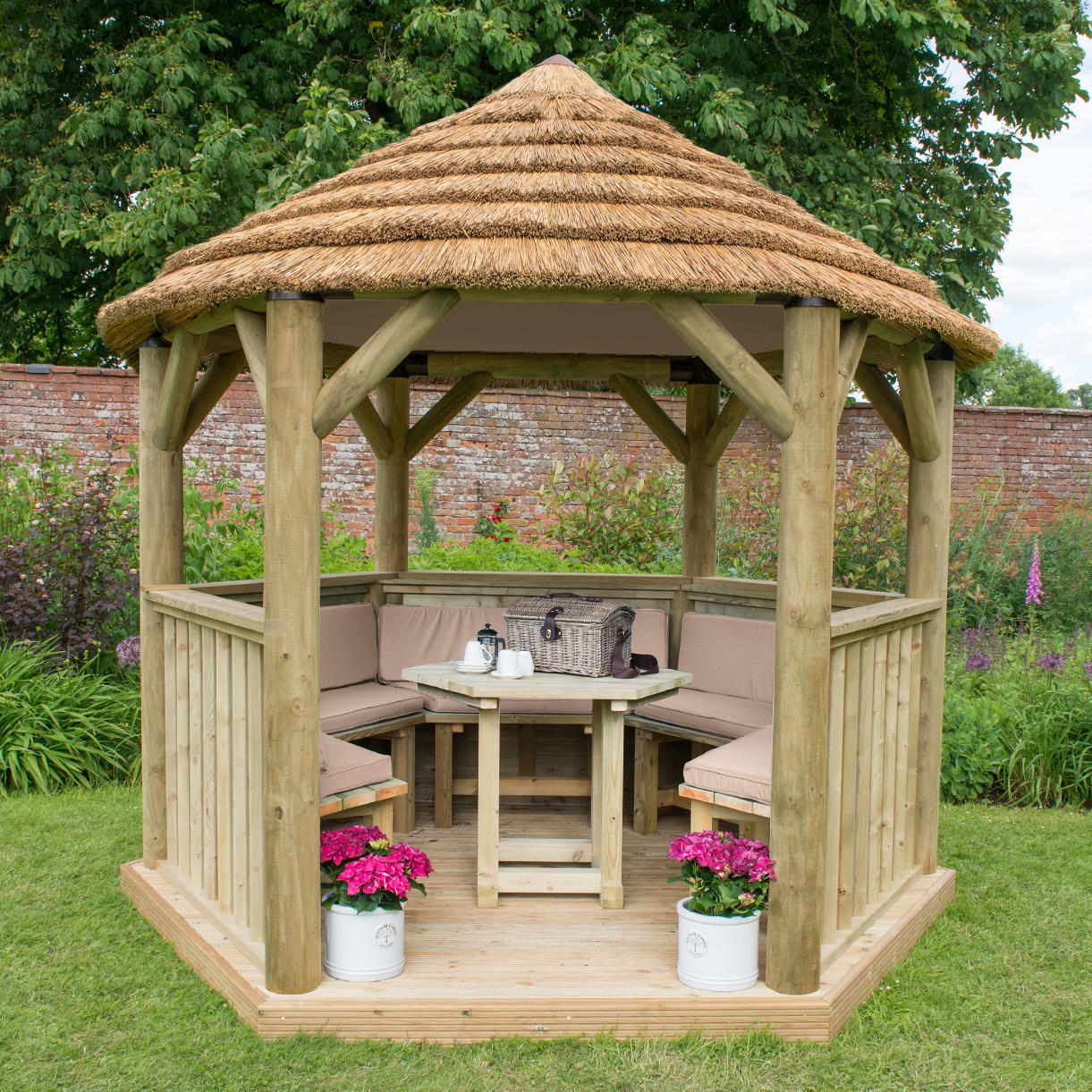 Furnished Thatched Hexagonal 3m Gazebo - Image 7