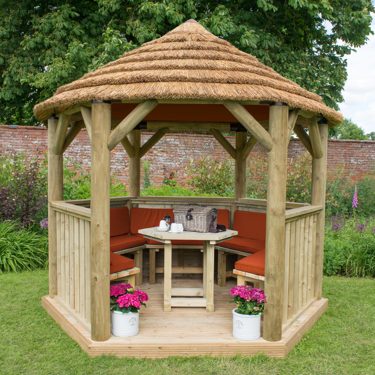 Furnished Thatched Hexagonal 3m Gazebo - Image 9