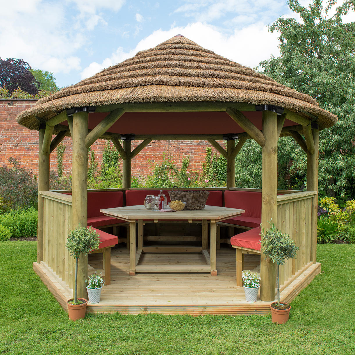Furnished Thatched Hexagonal 4m Gazebo - Image 6