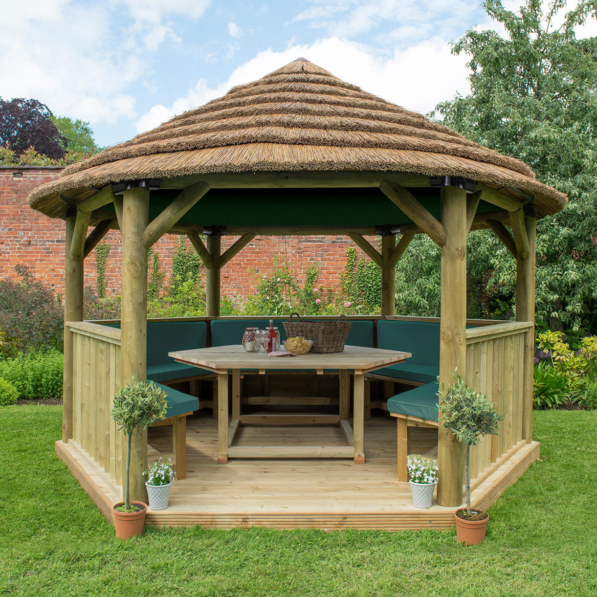 Furnished Thatched Hexagonal 4m Gazebo - Image 7