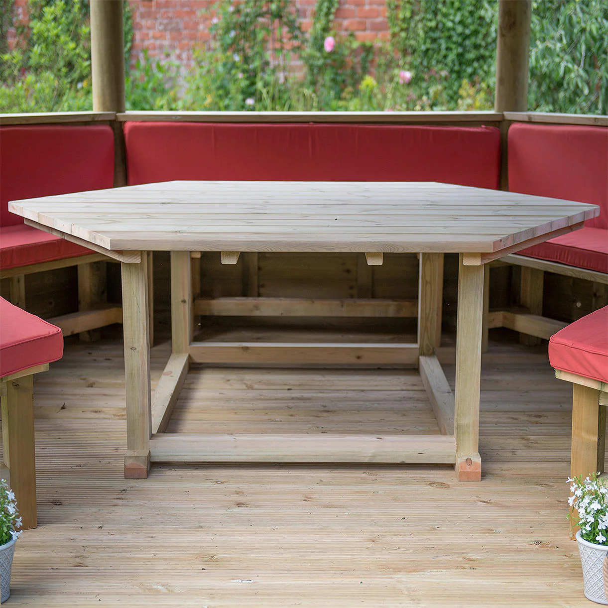 Furnished Timber Roofed Hexagonal 3.6m Gazebo - Image 4