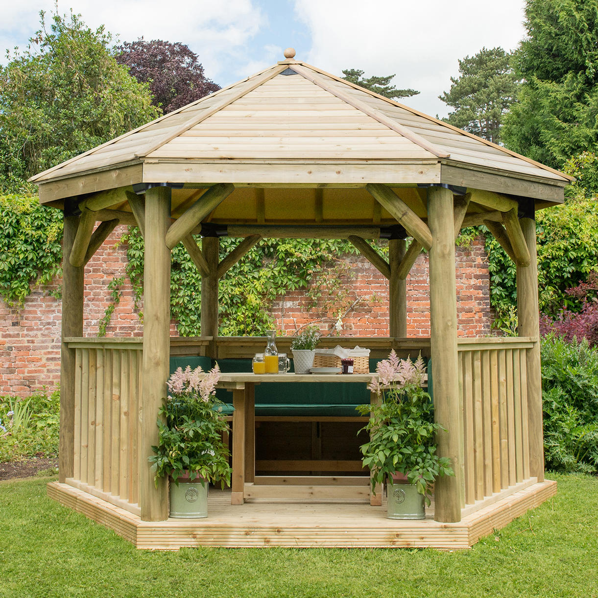 Furnished Timber Roofed Hexagonal 3.6m Gazebo - Image 8