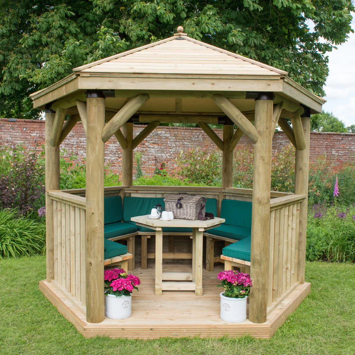 Furnished Timber Roofed Hexagonal 3m Gazebo - Image 8