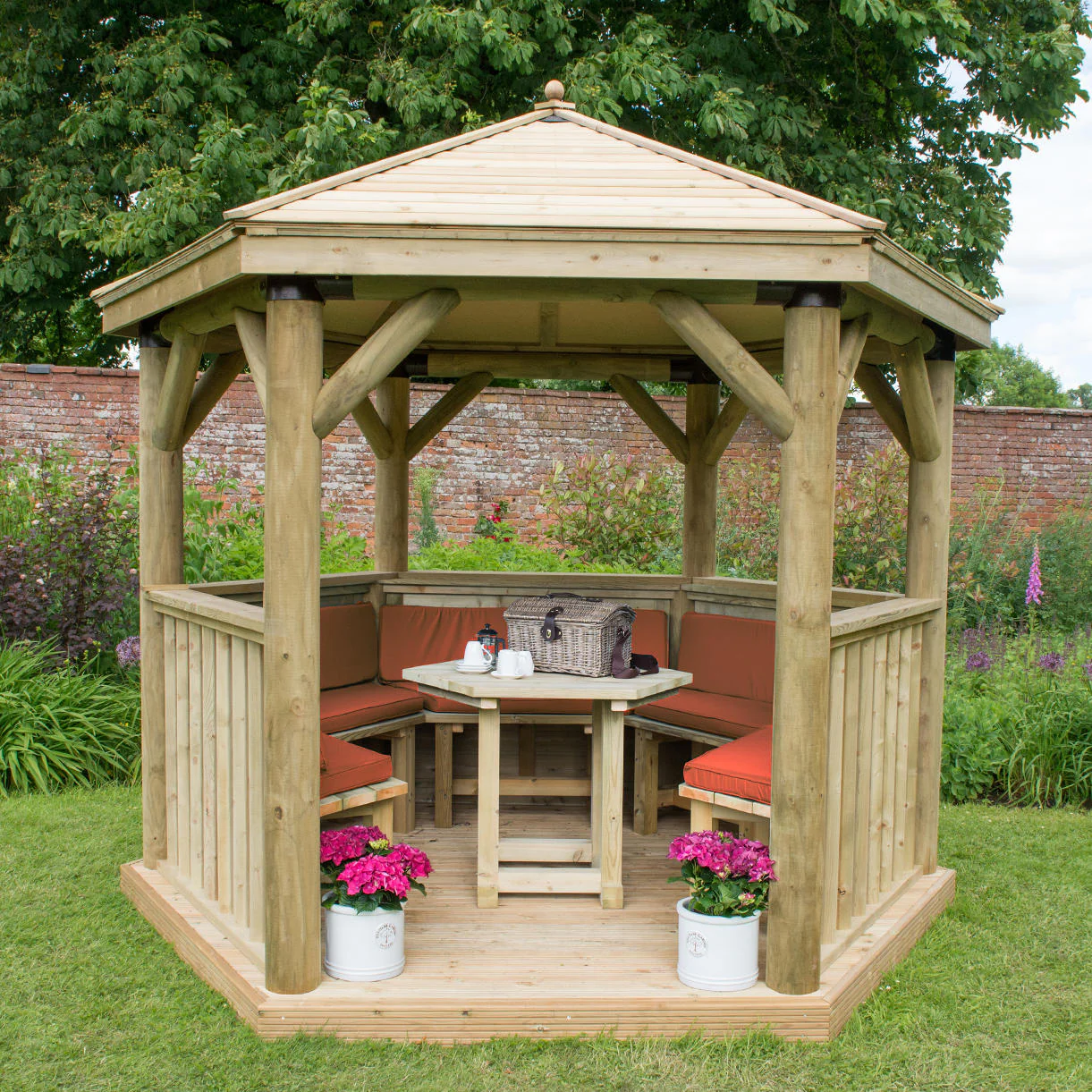 Furnished Timber Roofed Hexagonal 3m Gazebo - Image 9