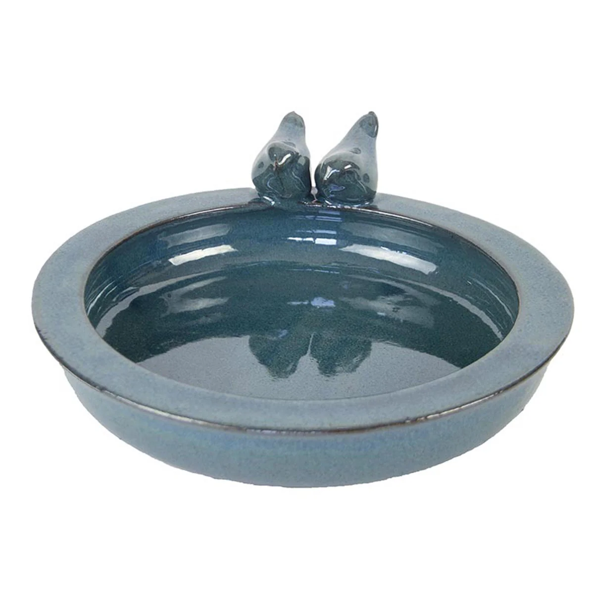 Glazed Bird Bath with Birds - Image 6