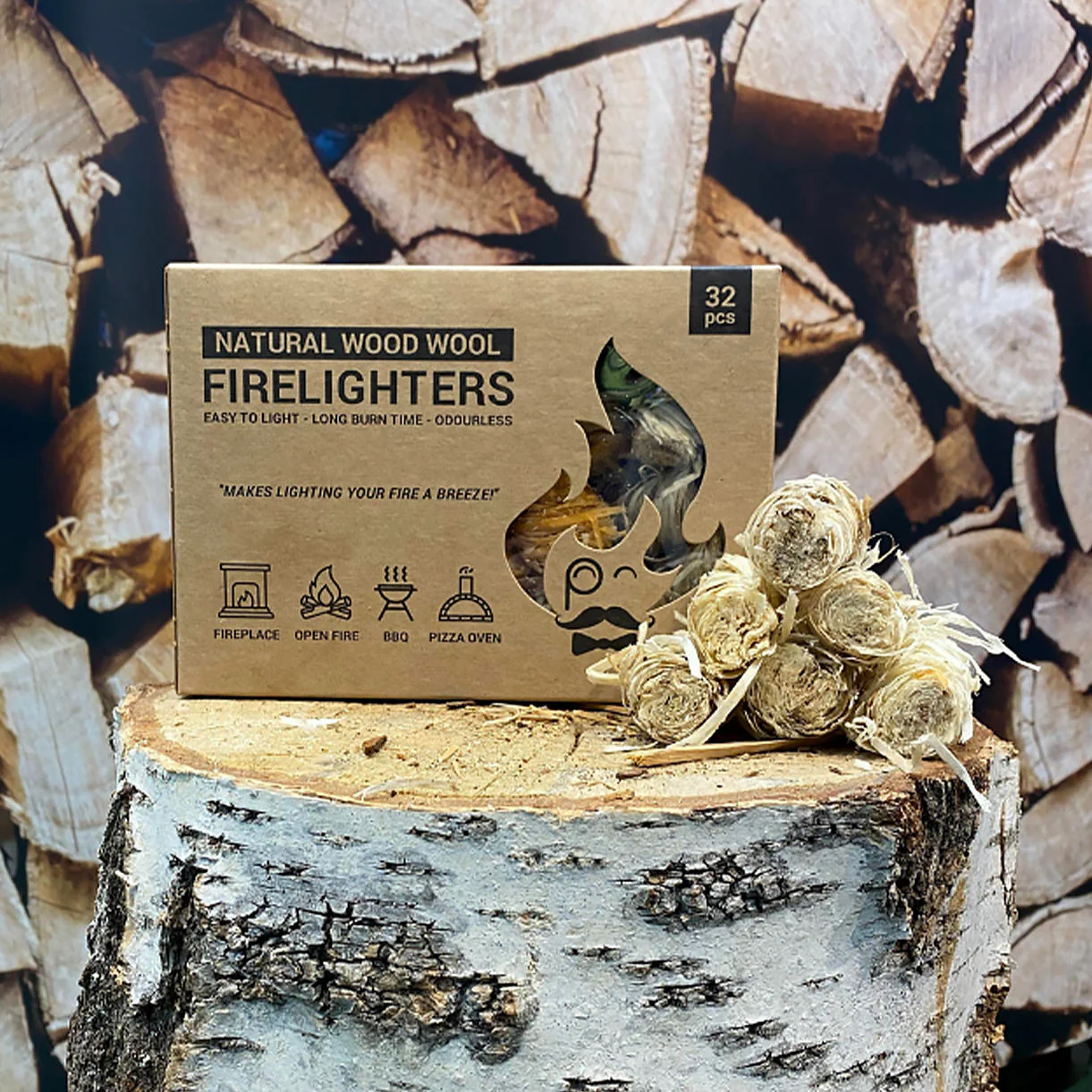 Natural Wood Wool Firelighters - Image 2