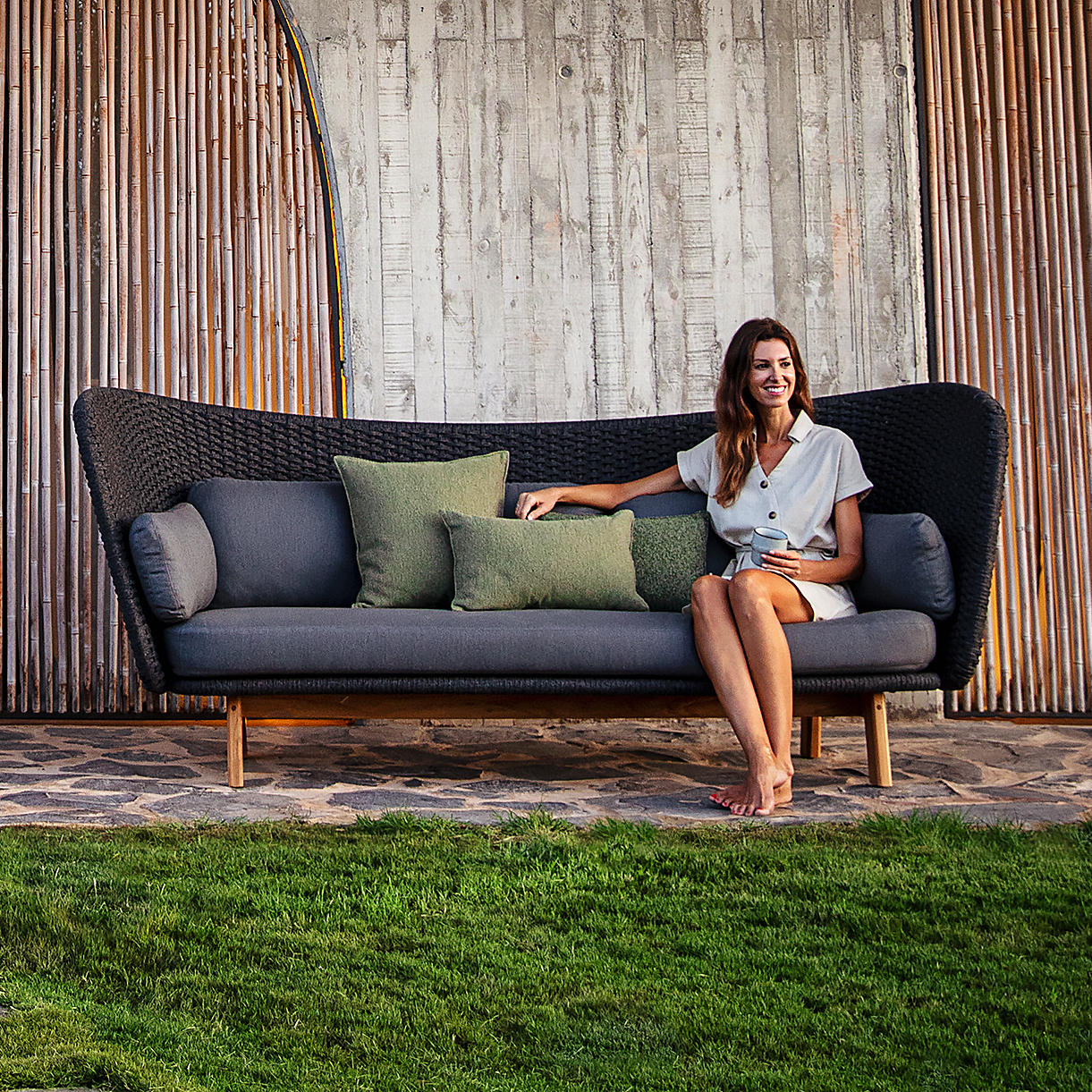 Peacock Rope Wing 3 Seat Sofa - Image 3