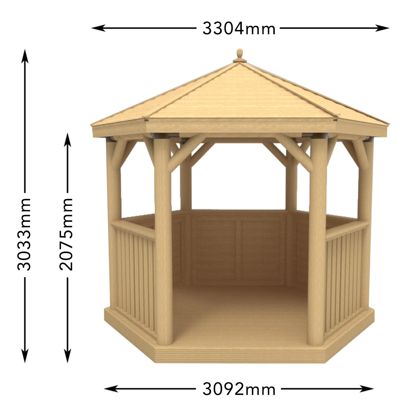Timber Roofed Hexagonal 3m Gazebo - Image 2